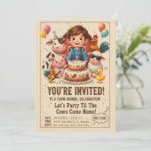 Let’s Party Til the Cows Come Home | Editable Farm Kaart (Staand voorkant)