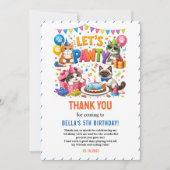 Let’s Pawty Cat 5th Birthday | Cute Kitty Birthday Bedankkaart (Voorkant)