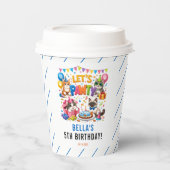 Let’s Pawty Cat 5th Birthday | Cute Kitty Birthday Papieren Bekers (Voorkant)