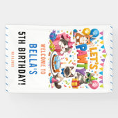 Let’s Pawty Cat 5th Birthday | Cute Kitty Birthday Spandoek (Horizontaal)