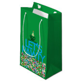 "Let s PAWTY" Labrador Party Green Gift Bag Klein Cadeauzakje (Voorkant Gekanteld)