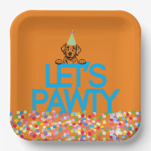 "Let s PAWTY" Labrador Party Oranje Paper Bord