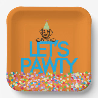 "Let s PAWTY" Labrador Party Oranje Paper Bord