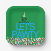 "Let s PAWTY" Labrador Party Square Borden Papieren Bordje (Voorkant)