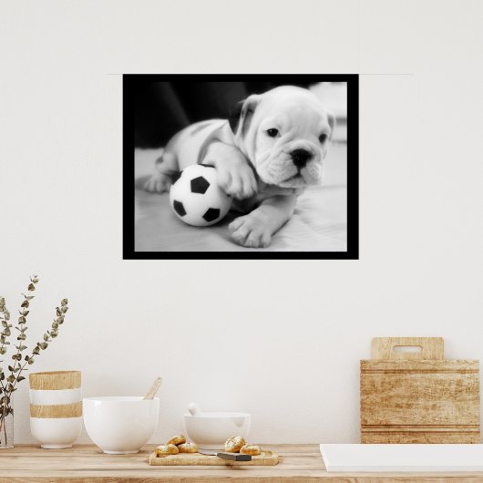 "Let s Play Soccer" English Bulldog Poster (Keuken)