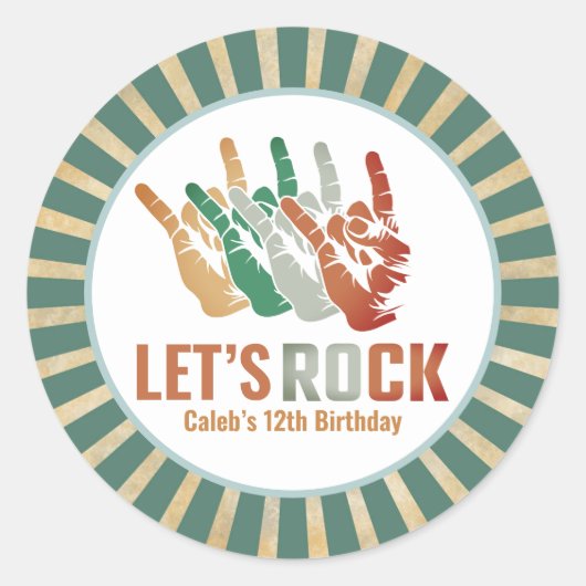 Let s Rock en Roll Rockstar Birthday Ronde Sticker (Voorkant)
