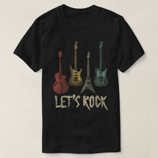 Let’s Rock Retro Guitar Music Lover Shirt (Design voorkant)