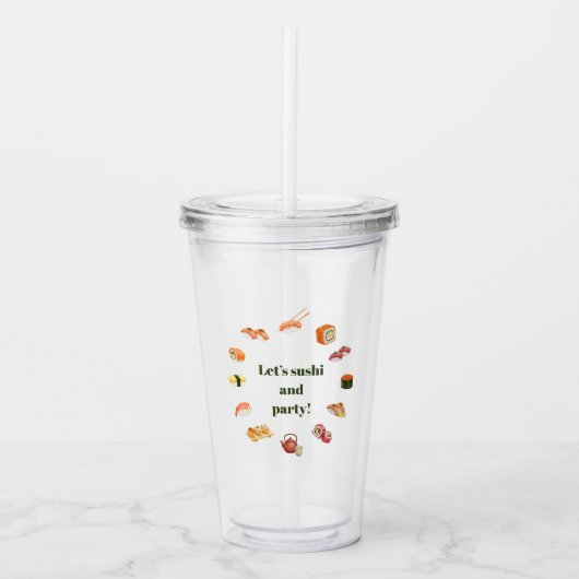 Let’s Roll into Fun! Sushi Acryl Drinkbeker (Voorkant)