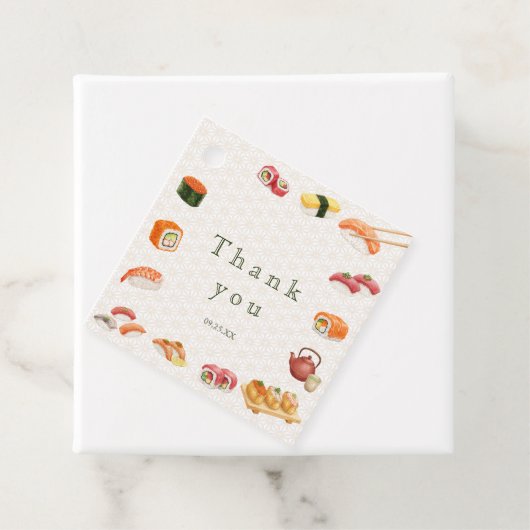 Let’s Roll into Fun! Sushi Birthday Party Invitati Bedankjes Labels (In situ)