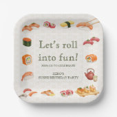 Let’s Roll into Fun! Sushi Birthday Party Invitati Papieren Bordje (Voorkant)