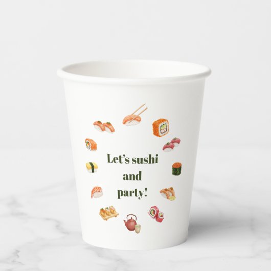 Let’s Roll into Fun! Sushi  Papieren Bekers (Voorkant)