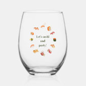 Let’s Roll into Fun! Sushi  Wijnglas Zonder Voet (Voorkant)