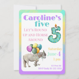 Let’s Round up & Horse Around 5th Bday Invitation Kaart
