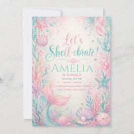 Let’s Shell-ebrate Mermaid Invitation Editable Kaart