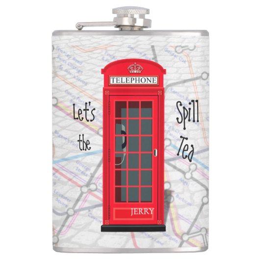 Let’s Spill the Tea – London Tube Map Red Phone Heupfles (Voorkant)