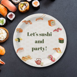 Let’s sushi and party!  papieren bordje