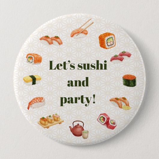 Let’s sushi and party! ronde button 4,0 cm (Voorkant)