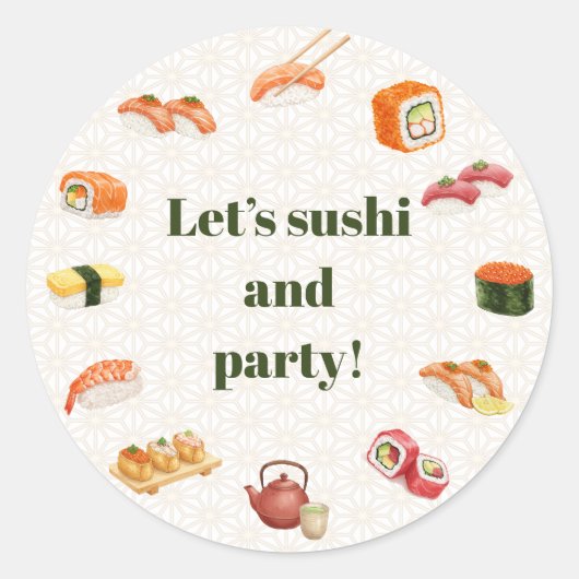 Let’s sushi and party!  ronde sticker (Voorkant)