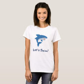 Let’s Swim Shark Cartoon T-Shirt Cute Ocean Love (Voorkant volledig)