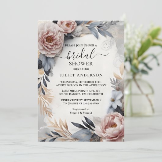 Let Silk Pink Boho Peony Dusty Roos Vrijgezellenfe Kaart (Staand voorkant)