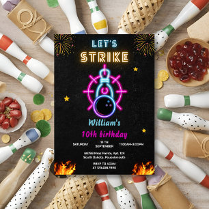 Let Strike cool blue sports Bowling 10e verjaardag Kaart