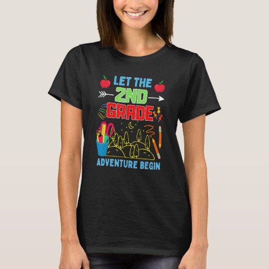 Let The 2nd Grade Adventure Begin Fourth Grade Tea T-shirt (Voorkant)