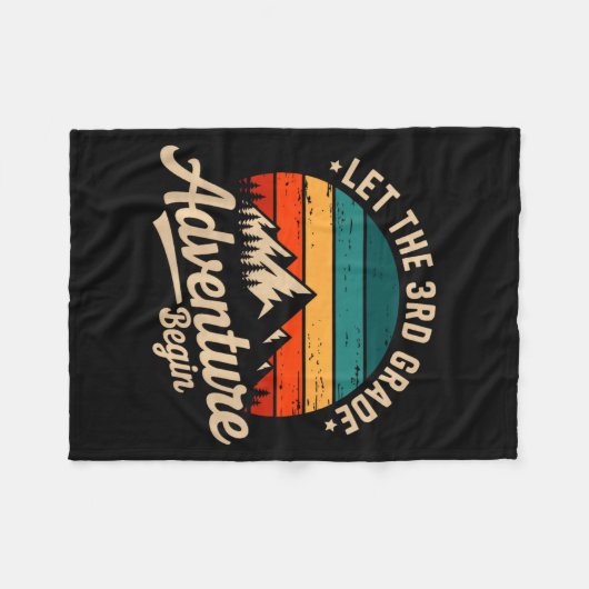 Let The 3rd Grade Adventure Begin Retro First Day  Fleece Deken (Voorkant (Horizontaal))