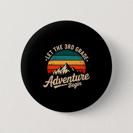 Let The 3rd Grade Adventure Begin Retro First Day Ronde Button 5,7 Cm (Voorkant)