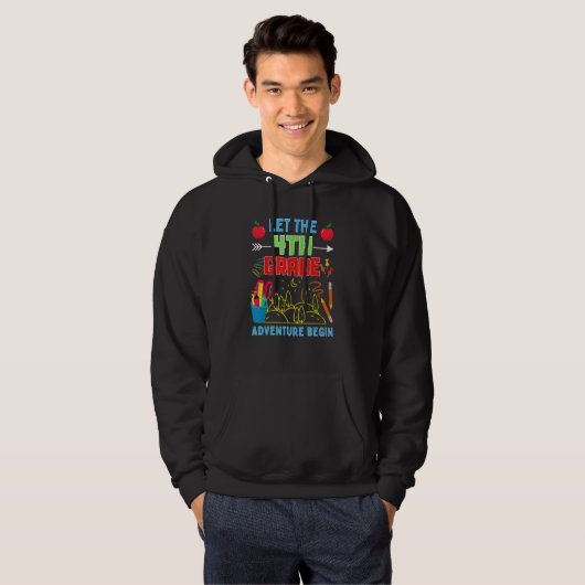 Let The 4th Grade Adventure Begin Fourth Grade Tea Hoodie (Voorkant volledig)