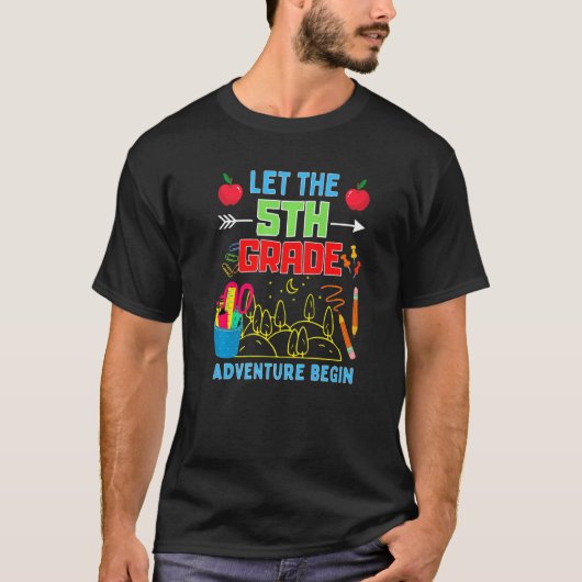 Let The 5th Grade Adventure Begin Fourth Grade Tea T-shirt (Voorkant)