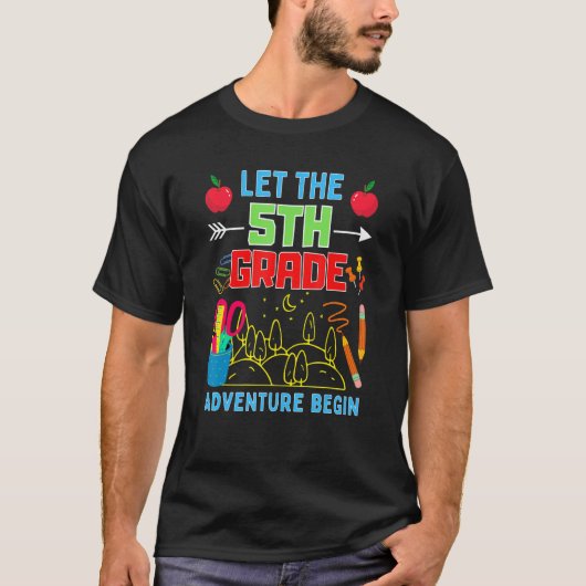 Let The 5th Grade Adventure Begin Fourth Grade Tea T-shirt (Voorkant)