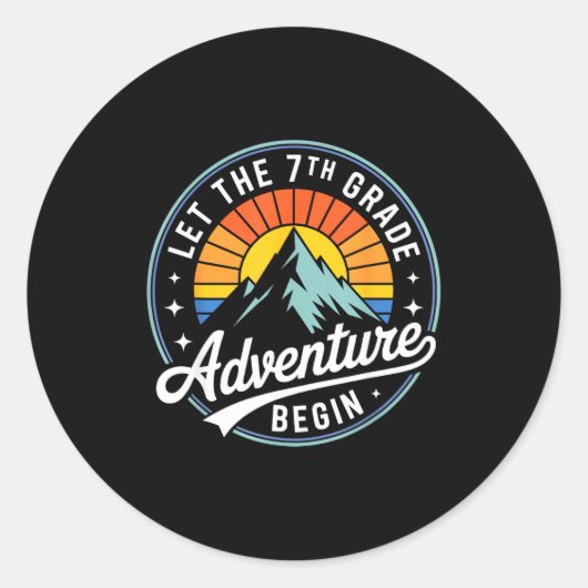 Let The 7th Grade Adventure Begin Back To School S Ronde Sticker (Voorkant)