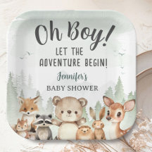 Let The Adventure Begin Baby Shower Boy Woodland