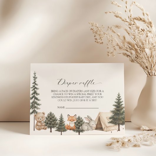 Let the adventure begin baby shower diaper raffle informatiekaartje