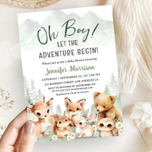 Let The Adventure Begin Boy Baby Shower Woodland