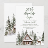 Let The Adventure Begin Winter Baby Shower Kaart (Voorkant / Achterkant)