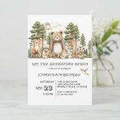 Let The Adventure Begin Woodland Animals Birthday Kaart (Staand voorkant)