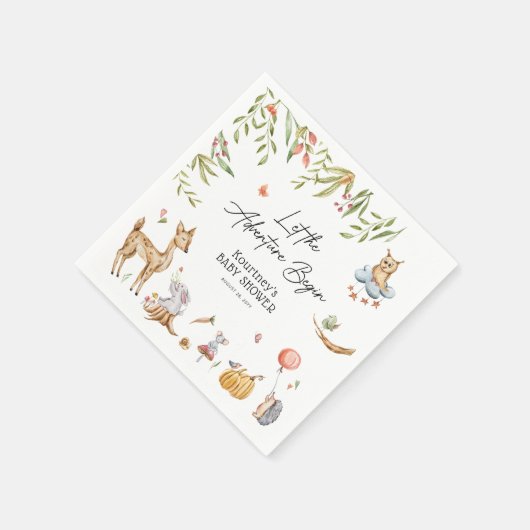 Let the Adventure Begin' Woodland Baby shower Servet (Hoek)