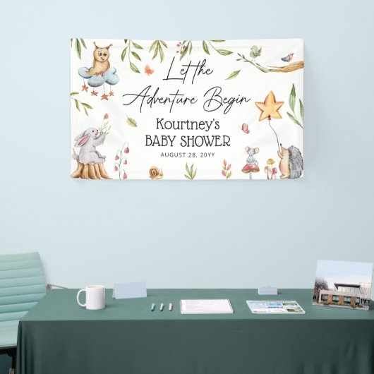 Let the Adventure Begin' Woodland Baby shower Spandoek (Beurs)