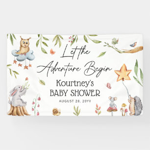 Let the Adventure Begin' Woodland Baby shower Spandoek