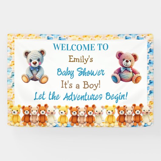 Let the Adventures Begin | Boy's Baby Shower Spandoek (Horizontaal)