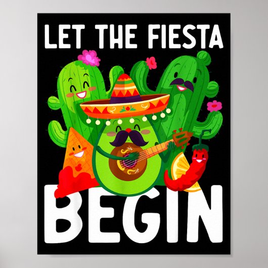 Let the fiesta begin funny cinco de mayo mexican L Poster (Voorkant)