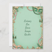 Let The Good Times Roll Mardi Gras Mask Beads Fun Kaart (Achterkant)