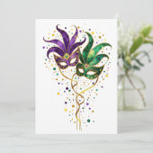 Let the Good Times Roll Mardi Gras Masks Kaart (Staand voorkant)