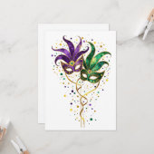 Let the Good Times Roll Mardi Gras Masks Kaart (Voorkant / Achterkant in situ)