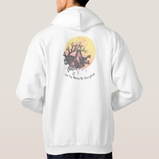 Let The Moon Guide, Wolf op de maan en Gotische le Hoodie (Achterkant)