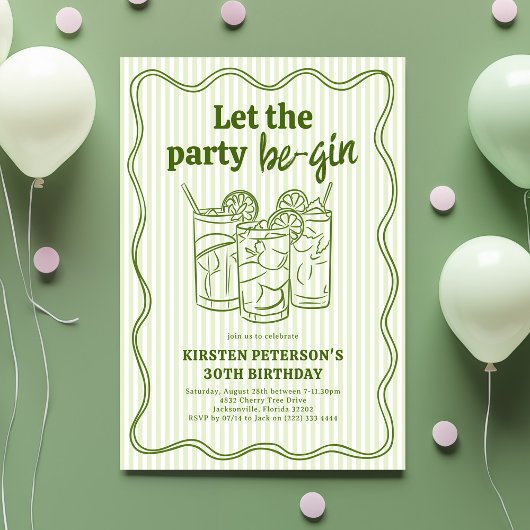 Let The Party Be-Gin Adult Birthday Kaart