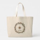 Let the Path Bloom – Elegant Botanical Compass Tot Grote Tote Bag (Achterkant)