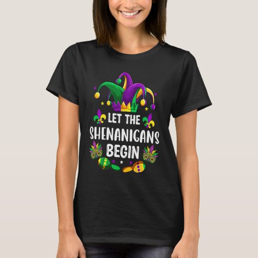 Let The Shenanigan Begin  Mardi Gras Jester Men Wo T-shirt (Voorkant)