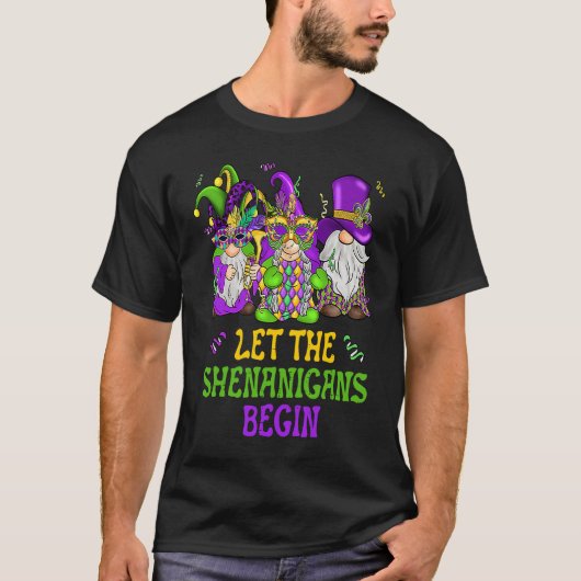 Let The Shenanigans Begin Gnomes Mardi Gras Men W T-shirt (Voorkant)